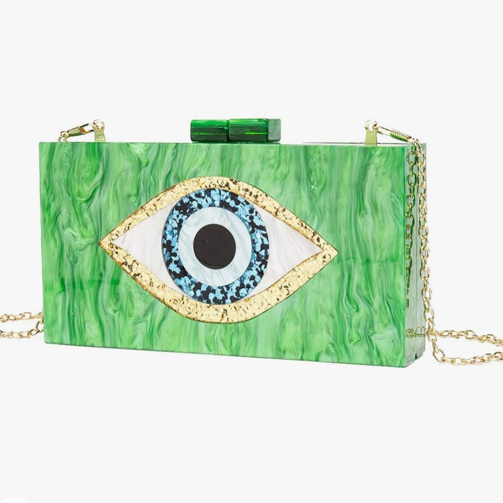 Green eye acrylic clutch purse new - Picture 4 of 6
